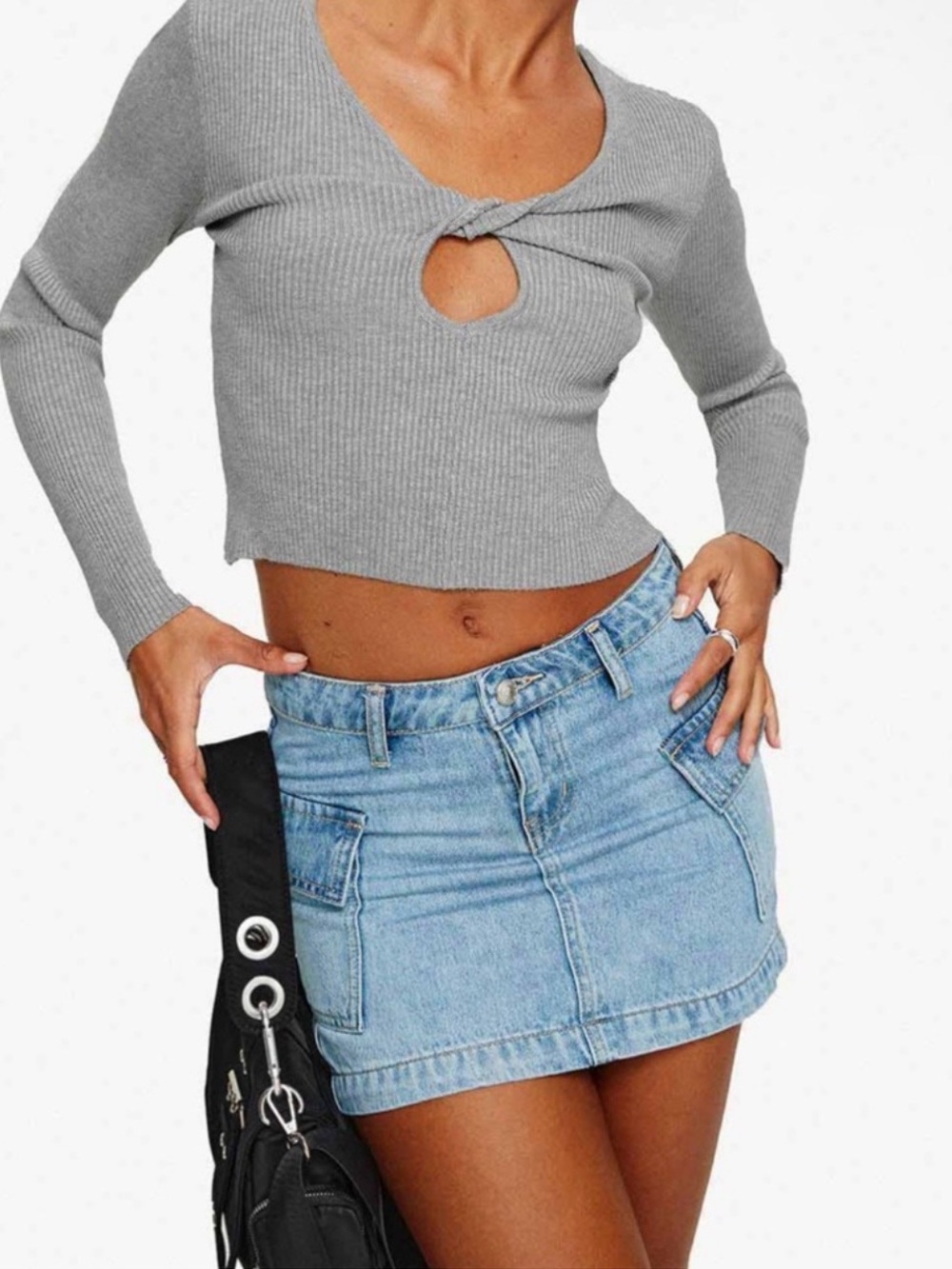 NWT Princess Polly Zakai Cargo Denim Mini Skirt